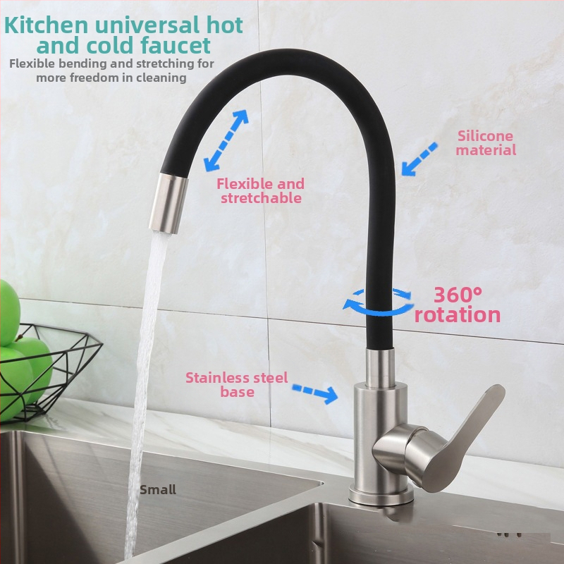 Nerūdijančio plieno virtuvės čiaupas, pasukamas trijų srautų maišymo čiaupas su keramikos disko vožtuvu, elektroplatinis paviršius