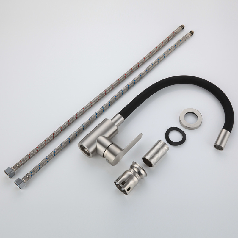 Nerūdijančio plieno virtuvės čiaupas, pasukamas trijų srautų maišymo čiaupas su keramikos disko vožtuvu, elektroplatinis paviršius