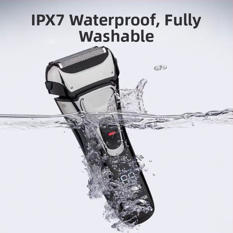 Електрическа самобръсначка с плаваща глава, три подвижни ножчета, миеща се конструкция, 80 минути работа, 2 часа зареждане