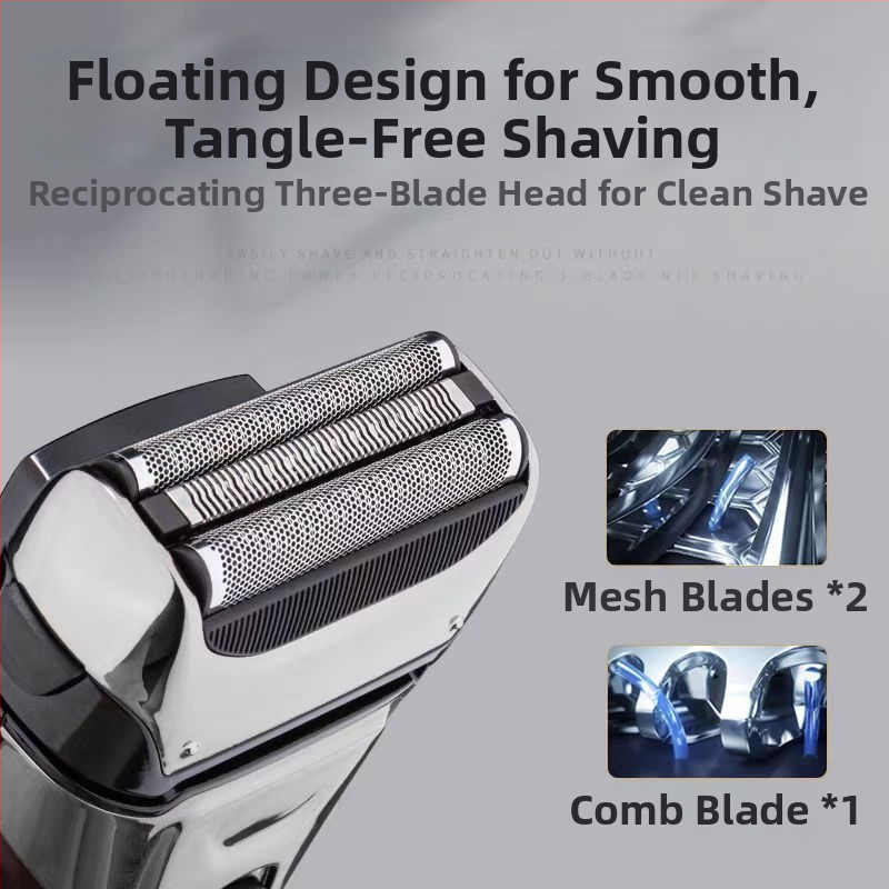 Електрическа самобръсначка с плаваща глава, три подвижни ножчета, миеща се конструкция, 80 минути работа, 2 часа зареждане