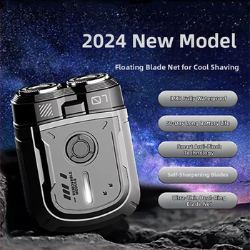 Ηλεκτρικό ξυριστικό για υγρή και στεγνή χρήση σε ολόκληρο το σώμα, επαναφορτιζόμενο με ενσωματωμένη μπαταρία, περιστρεφόμενη κεφαλή με δύο λεπίδες, πλωτή κεφαλή, κινητήρας με βούρτσες