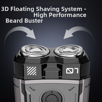 Ηλεκτρικό ξυριστικό για υγρή και στεγνή χρήση σε ολόκληρο το σώμα, επαναφορτιζόμενο με ενσωματωμένη μπαταρία, περιστρεφόμενη κεφαλή με δύο λεπίδες, πλωτή κεφαλή, κινητήρας με βούρτσες