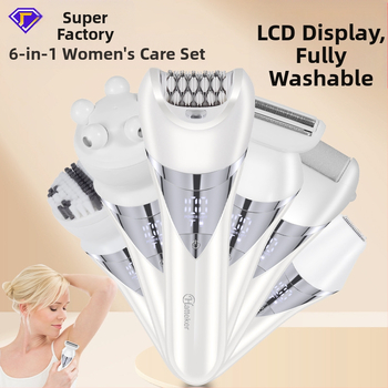 Trimer electric pentru corp feminin, 6 în 1, umed și uscat, alimentare USB, lamă din oțel inoxidabil, model HT-576