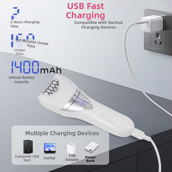 Trimer electric pentru corp feminin, 6 în 1, umed și uscat, alimentare USB, lamă din oțel inoxidabil, model HT-576