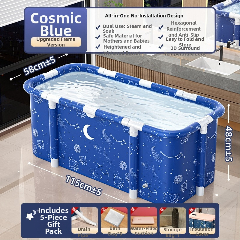 Sulankstomas vonios kibiras suaugusiems – PVC medžiaga, sulankstomas dizainas su garuojančiomis burbulėmis, tinka voniai, prekės ženklas Ooni Bear