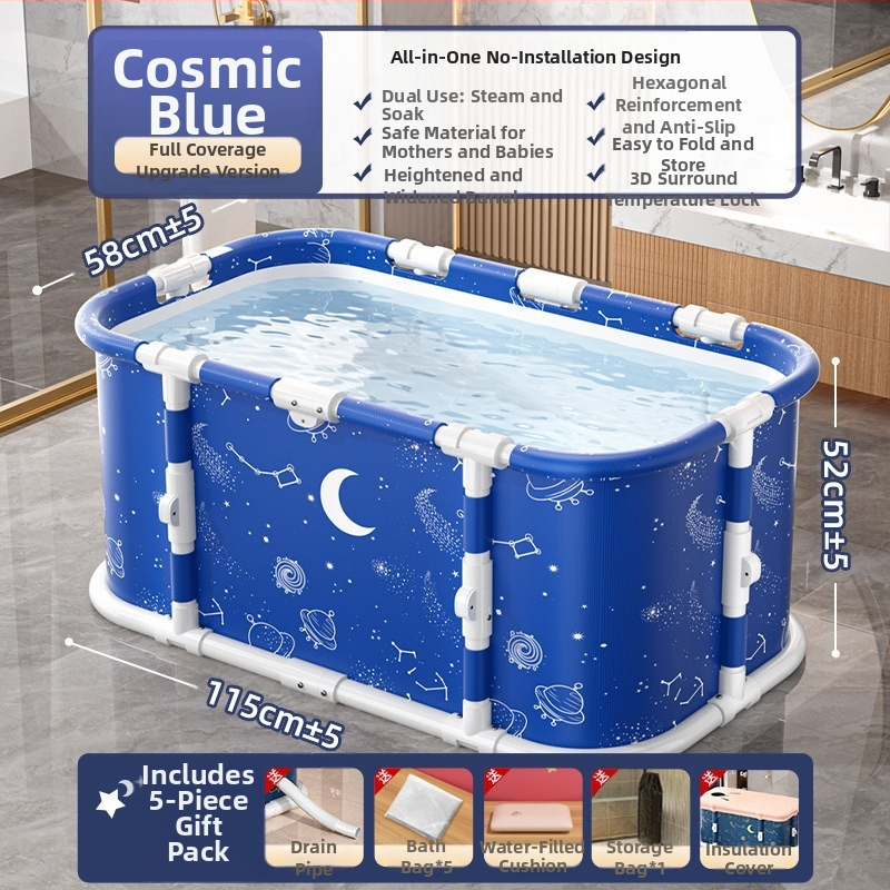 Sulankstomas vonios kibiras suaugusiems – PVC medžiaga, sulankstomas dizainas su garuojančiomis burbulėmis, tinka voniai, prekės ženklas Ooni Bear