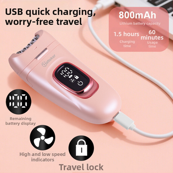 HATTEKER HT-582 USB – Aparat electric de îndepărtat părul, 5 în 1 pentru întreg corpul, cap din oțel inoxidabil, utilizare umedă și uscată, ras pentru față și masaj facial