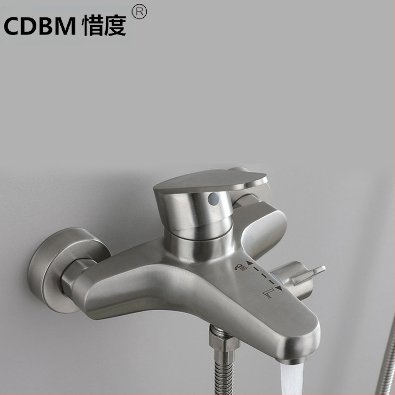 Vonios ir dušo maišytuvas, nerūdijančio plieno, sieninis montavimas, keramikinis vožtuvas, maksimali temperatūra 90°C