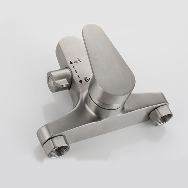 Vonios ir dušo maišytuvas, nerūdijančio plieno, sieninis montavimas, keramikinis vožtuvas, maksimali temperatūra 90°C