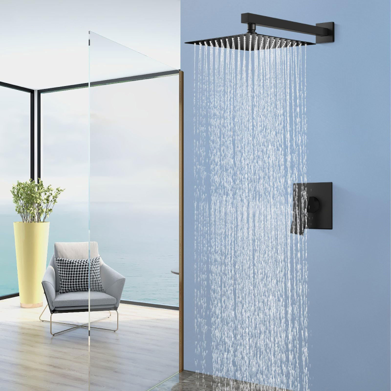 Paslėptas dušo komplektas su viena funkcija, lietaus dušo funkcija, vario medžiaga, kvadratinė dušos forma, modelis 9236