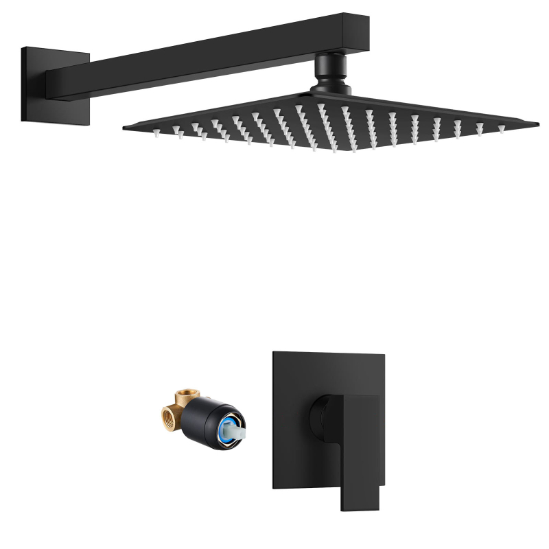 Paslėptas dušo komplektas su viena funkcija, lietaus dušo funkcija, vario medžiaga, kvadratinė dušos forma, modelis 9236
