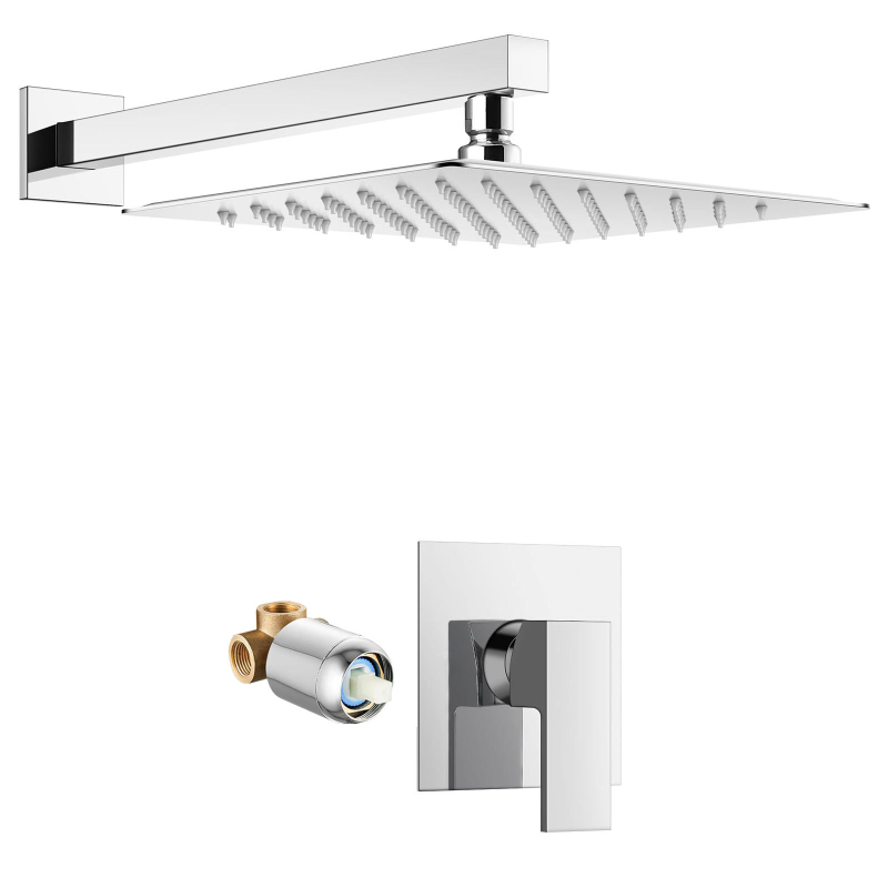 Paslėptas dušo komplektas su viena funkcija, lietaus dušo funkcija, vario medžiaga, kvadratinė dušos forma, modelis 9236