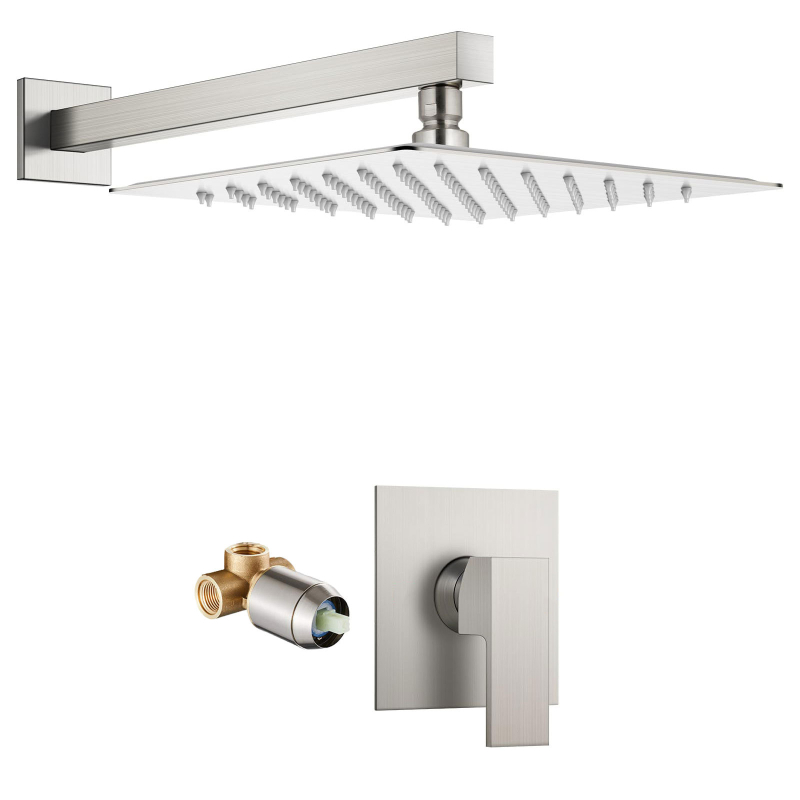Paslėptas dušo komplektas su viena funkcija, lietaus dušo funkcija, vario medžiaga, kvadratinė dušos forma, modelis 9236
