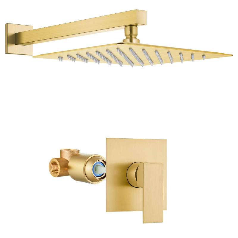 Paslėptas dušo komplektas su viena funkcija, lietaus dušo funkcija, vario medžiaga, kvadratinė dušos forma, modelis 9236