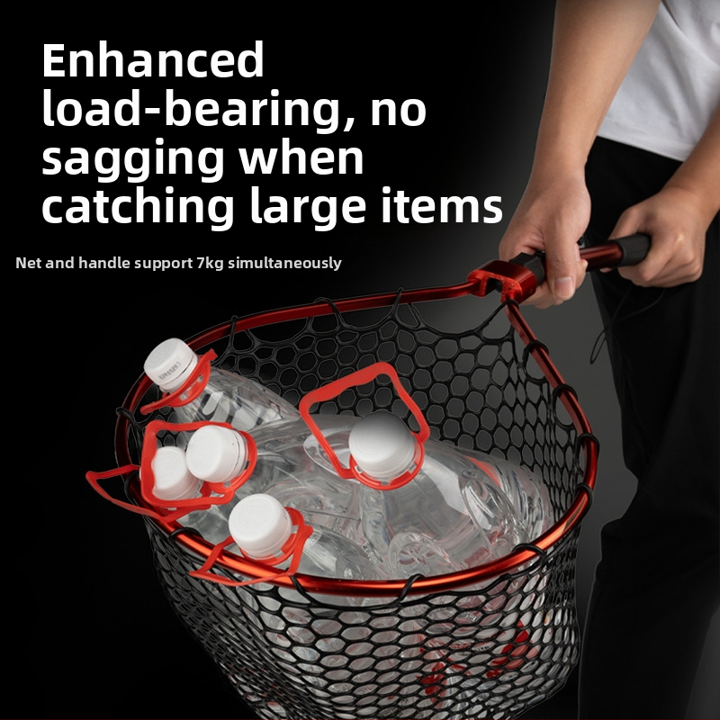 Сгъваема силиконова ръчна мрежа за риболов – комплект, портативен, за спортен риболов и големи риби; дълбочина на мрежата 30–35 cm, мрежа с дебели отвори, не се свива