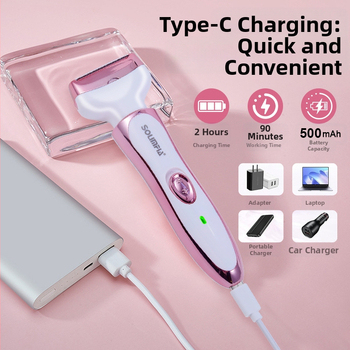 SOLIMPIA HT-581 rasor electric și epilator cu alimentare USB, corp din ABS, cap de tăiere din oțel inoxidabil, pentru utilizare umedă și uscată.
