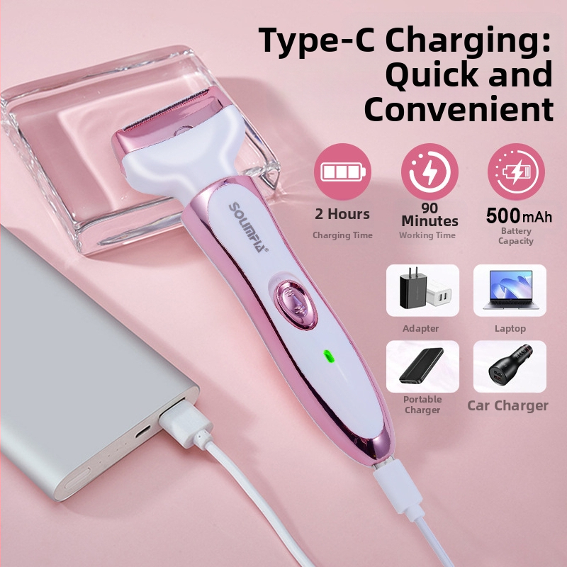 SOLIMPIA HT-581 USB електрически бръснач и премахване на косми, ABS корпус, режеща глава от неръждаема стомана, за мокро и сухо ползване.