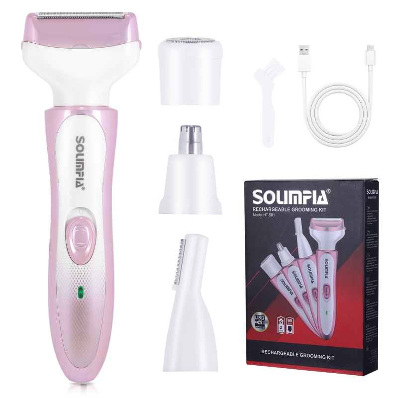 SOLIMPIA HT-581 rasor electric și epilator cu alimentare USB, corp din ABS, cap de tăiere din oțel inoxidabil, pentru utilizare umedă și uscată.
