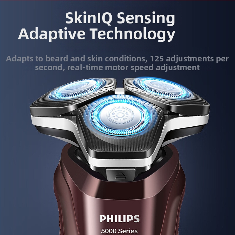 Philips електрическа самобръсначка с 3‑главна роторна глава, за мокро и сухо ползване, LED дисплей, вградена батерия, време на работа около 60 минути