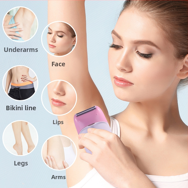 2-in-1 elektrinis kūno plaukų šalinimo prietaisas moterims – HT-557; USB/elektrinė maitinimas; nerūdijančio plieno pjovimo galvutė; visam kūnui.