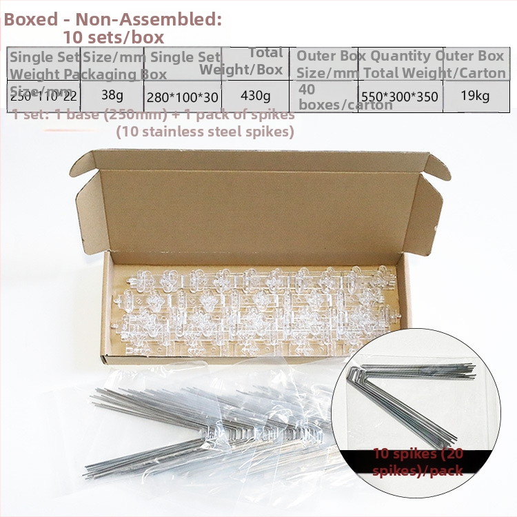 Шипове против птици от неръждаема стомана с PC пластмасова основа – Minpeng, за прозорци и покриви