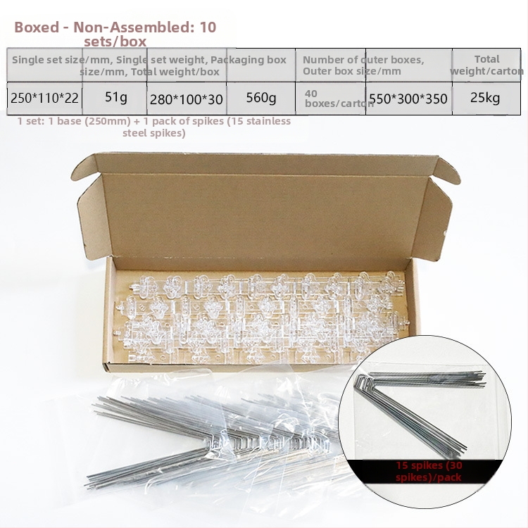 Шипове против птици от неръждаема стомана с PC пластмасова основа – Minpeng, за прозорци и покриви