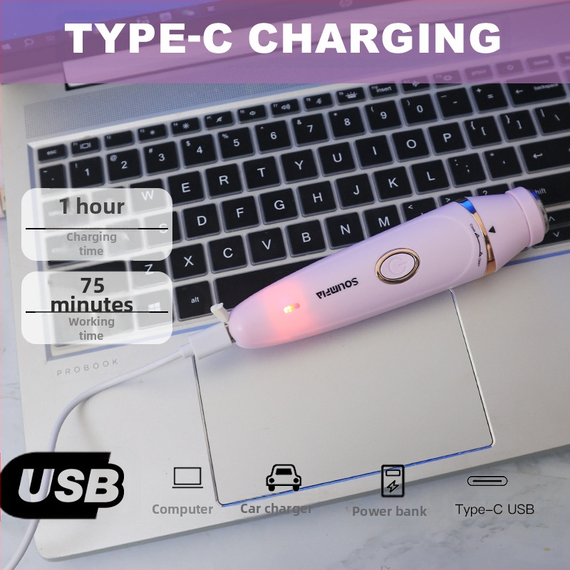 7-v-1 zariadenie na odstraňovanie chĺpkov pre ženy, pre celé telo, USB napájanie, nerezová čepeľ, kefový motor, umývateľný