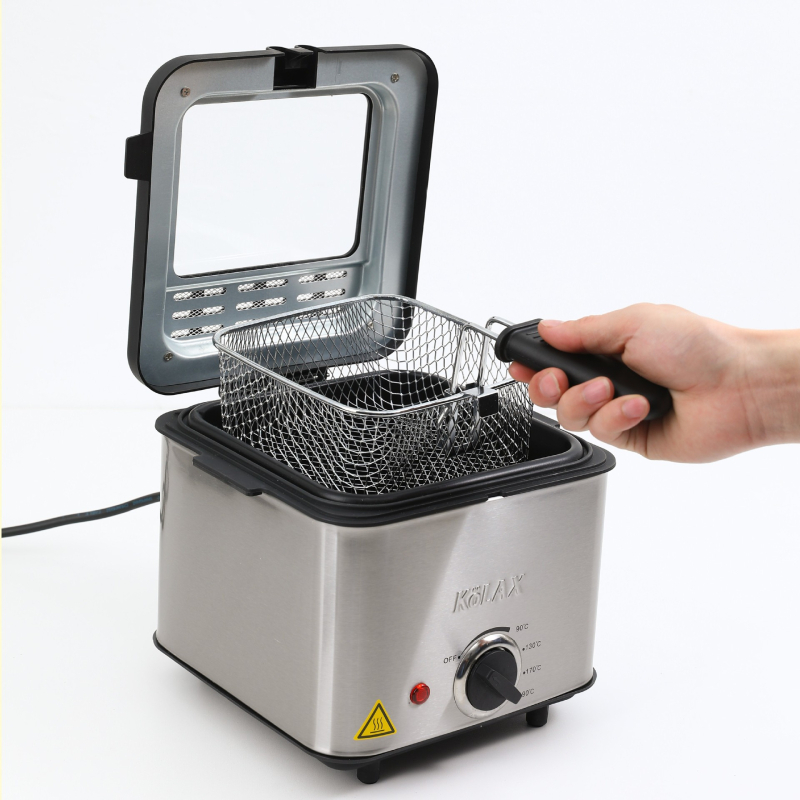 KOLAX Dziļā friteze 901553, nerūsējošais tērauds, 220–240 V, 1000 W, 2 L kapacitāte