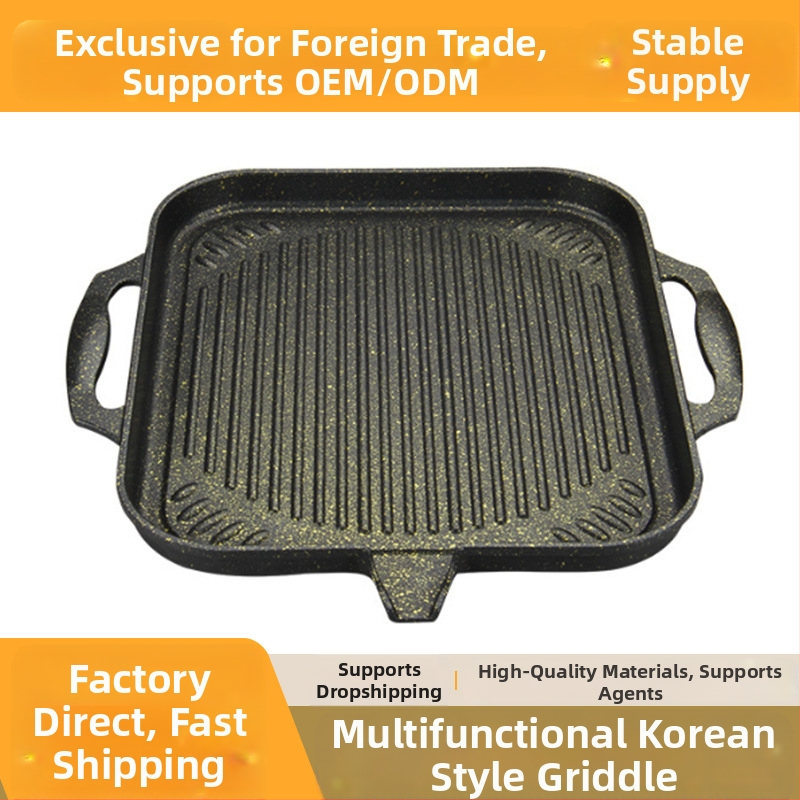 Barbekiu plokštė, nelimpanti, kvadratinė iš lydinio, nešiojama, lengvai valoma