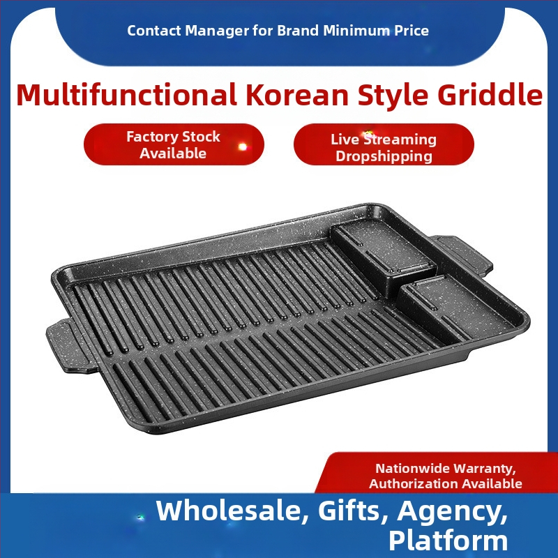 Barbekiu plokštė, nelimpanti, kvadratinė iš lydinio, nešiojama, lengvai valoma