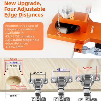 MOKIN Инструмент за позициониране на шарнири и пробиване на отвори за шкафове и гардероби, алуминиева сплав