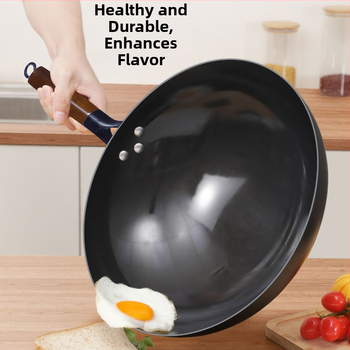 Wok iš aukštos kokybės geležies, Kinų stilius, be dangos, gylis 10,5/10,8/11,1 cm, modelis FS-CS-011
