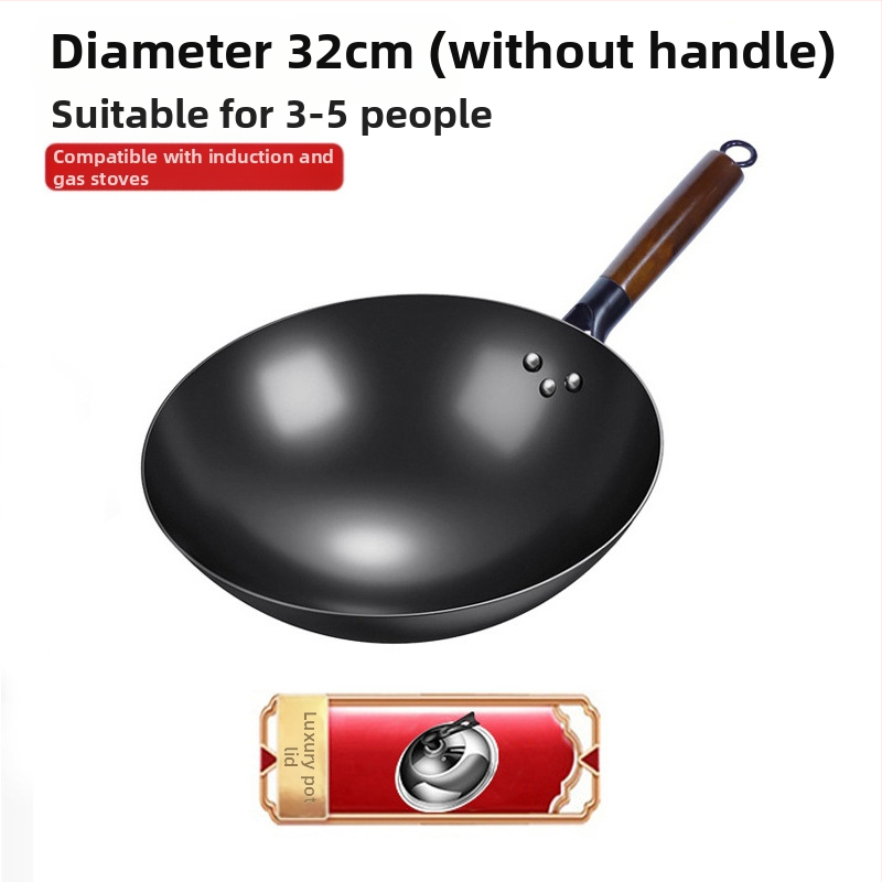 Wok iš aukštos kokybės geležies, Kinų stilius, be dangos, gylis 10,5/10,8/11,1 cm, modelis FS-CS-011