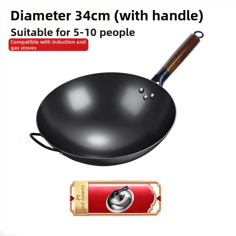 Wok iš aukštos kokybės geležies, Kinų stilius, be dangos, gylis 10,5/10,8/11,1 cm, modelis FS-CS-011