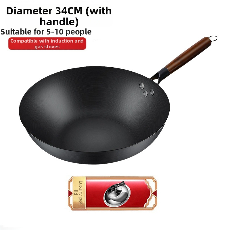 Wok iš aukštos kokybės geležies, Kinų stilius, be dangos, gylis 10,5/10,8/11,1 cm, modelis FS-CS-011