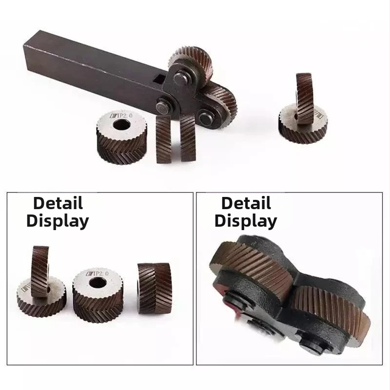 HUOTO Комплект за двойно колело гранулиране, 7 части, стъпка на винтовете 0.5/1/2 мм, инструмент за токарно колело