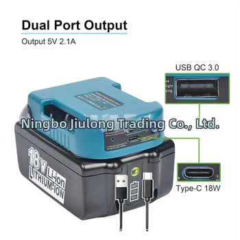 USB Type-C töltőadapter Makita 18V Li-ion akkumulátorhoz, övcsat dizájn, súly 70 g