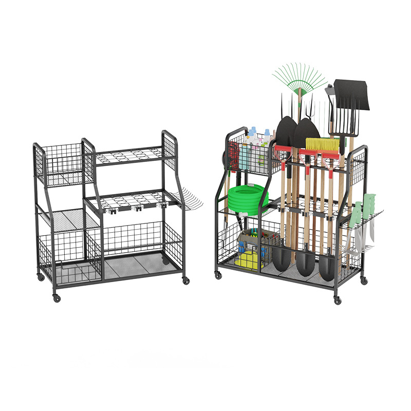 Ράφι αποθήκευσης εργαλείων κήπου - φορητό και πολυλειτουργικό μεταλλικό ράφι από χάλυβα άνθρακα, μοντέλο GJJ01, μάρκα HATAandware