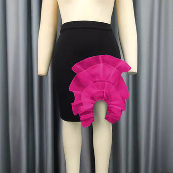 AOMEI φούστα midi για τη μέση με μοτίβο κουκκίδων, ραφή collage, πολυεστέρας, μικροελαστικότητα, κομψό στυλ