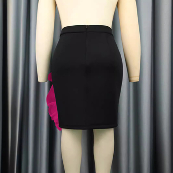 AOMEI φούστα midi για τη μέση με μοτίβο κουκκίδων, ραφή collage, πολυεστέρας, μικροελαστικότητα, κομψό στυλ