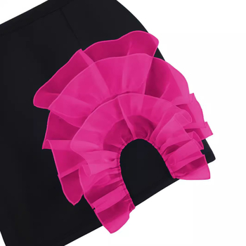 AOMEI φούστα midi για τη μέση με μοτίβο κουκκίδων, ραφή collage, πολυεστέρας, μικροελαστικότητα, κομψό στυλ