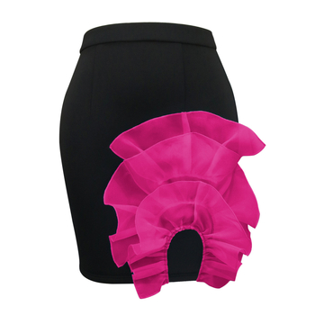 AOMEI φούστα midi για τη μέση με μοτίβο κουκκίδων, ραφή collage, πολυεστέρας, μικροελαστικότητα, κομψό στυλ