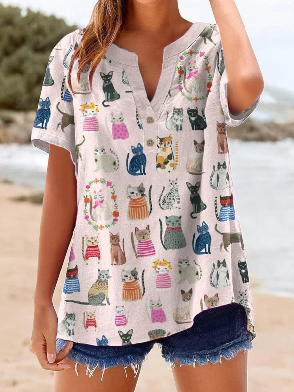 Laza szabású rövid ujjú ing V-nyakkal, 160 g finom kender anyag, 3D mintázat, kétgombos zárás, tavasz 2025, japán-koreai casual stílus, uniszex