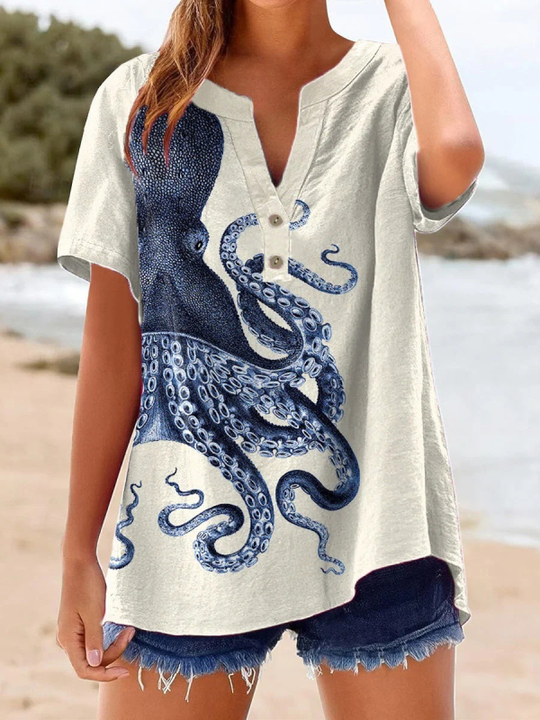 Laza szabású rövid ujjú ing V-nyakkal, 160 g finom kender anyag, 3D mintázat, kétgombos zárás, tavasz 2025, japán-koreai casual stílus, uniszex