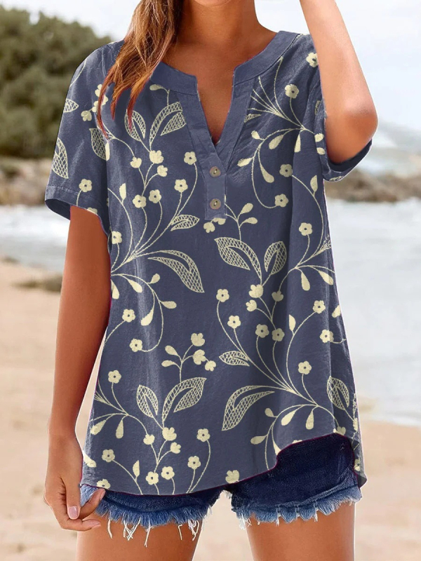 Laza szabású rövid ujjú ing V-nyakkal, 160 g finom kender anyag, 3D mintázat, kétgombos zárás, tavasz 2025, japán-koreai casual stílus, uniszex