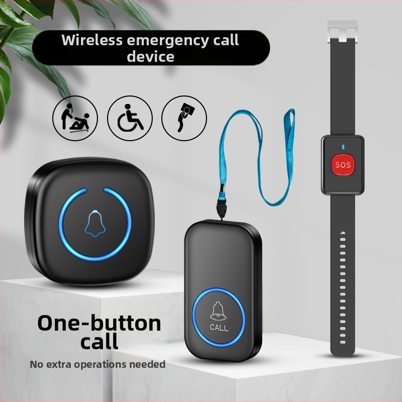 Sistem wireless de ușă cu brățară-pager pentru vârstnici, model A6 CALL, alimentare AC 100-240V, 0.5W, rază 300 m