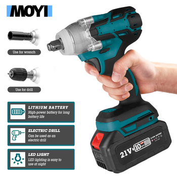 Moyi безчетков електрически гаечен ключ, преносим безжичен ключ за гнезда, двоен режим, капацитет M6-M18 / M16-M24, тегло 6 кг