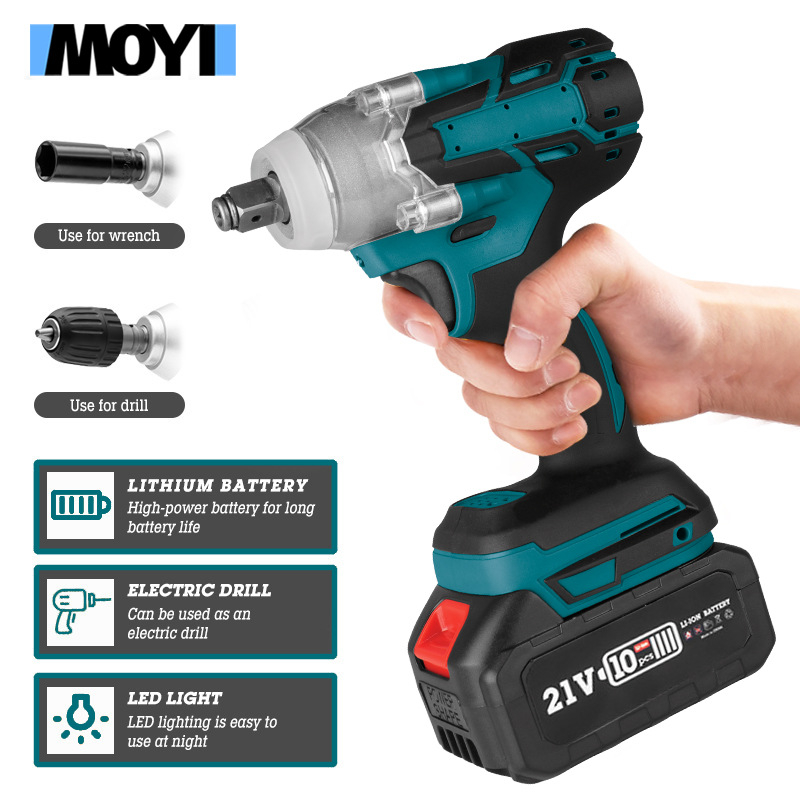 Moyi безчетков електрически гаечен ключ, преносим безжичен ключ за гнезда, двоен режим, капацитет M6-M18 / M16-M24, тегло 6 кг