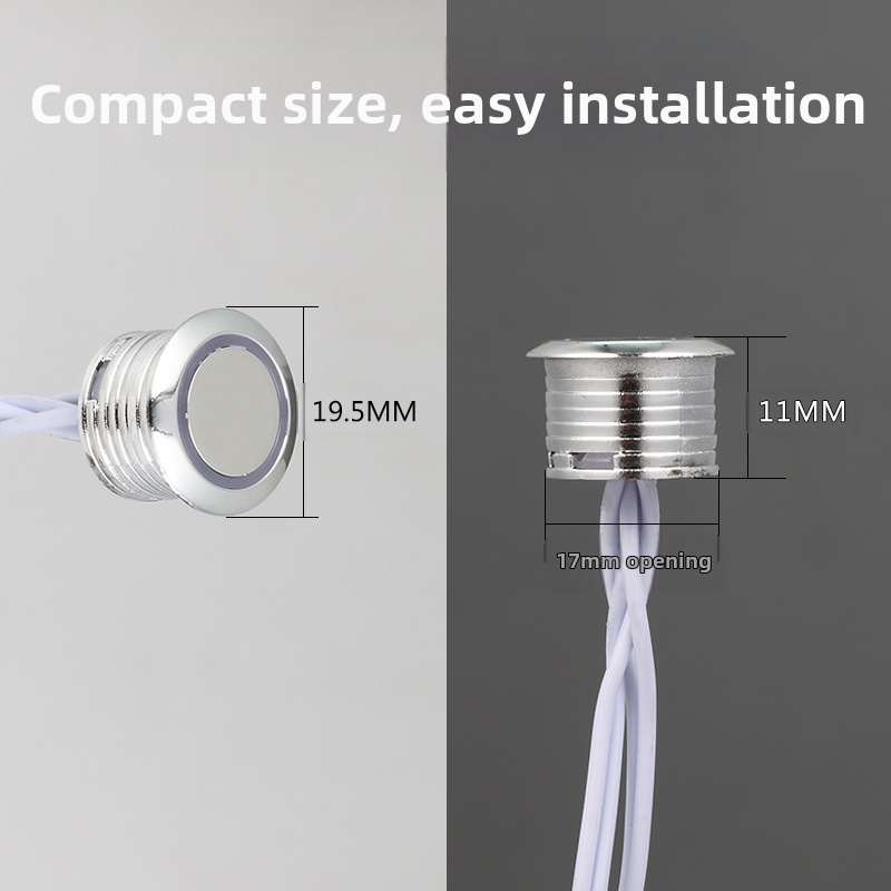 Шкафно осветление с интелигентен сензор за управление, външен докосващ превключвател и димер (12–24 V DC, регулируемо забавяне)