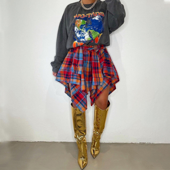 Σετ δύο τεμαχίων: ριγέ πουκάμισο και ακανόνιστη κοντή φούστα – πολυεστέρας